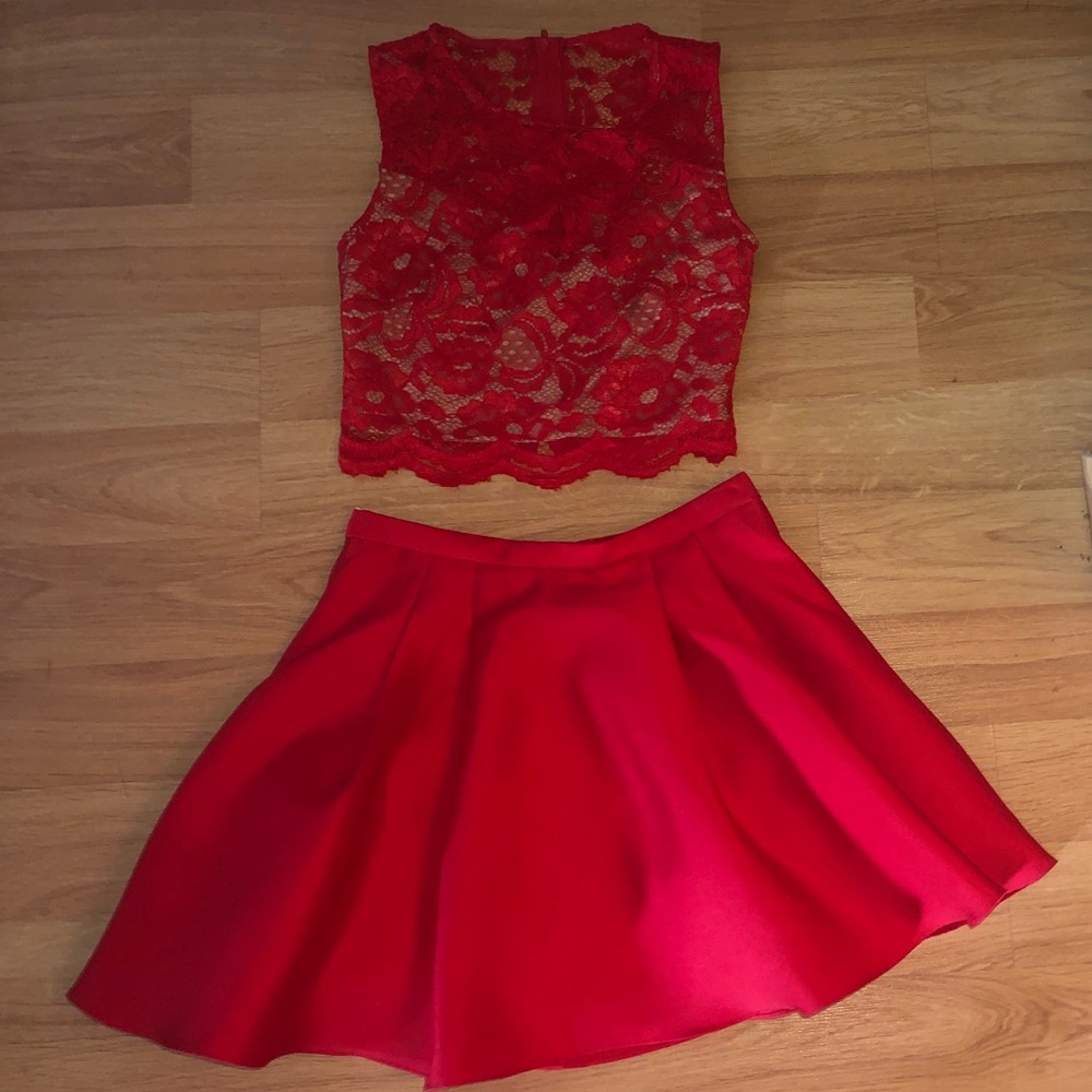 2 piece dress cropped top and skirt